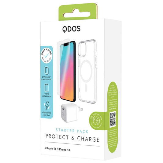 StarterPack Case + Protector + Cargador QDOS para iPhone 15