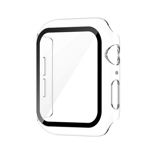 Bómper protector  para Apple Watch en cristal y bordes de policarbonato para Apple Watch  series SE 42mm, que protege la pantalla de tu Apple Watch ante cualquier golpe y/o caída. fácil y rápida instalación. dos unidades por empaque.