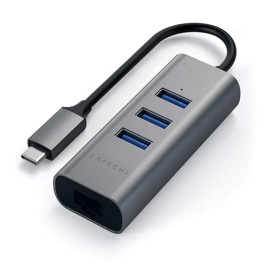 Concentrador satechi tipo C 2 en 1 USB 3,0 con Ethernet