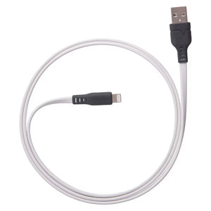 El cable chargesync plano de Ventev USB-A a Apple Lightning de Ventev  es perfecto para quienes buscan una carga rápida y sin enredos. Con el doble de cobre que los cables estándar, este cable garantiza una carga más rápida y eficiente.