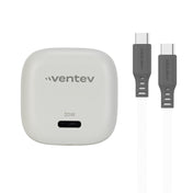 ADAPTADOR VENTEV DE PARED 20W USB-C + CABLE USB-C WHITE