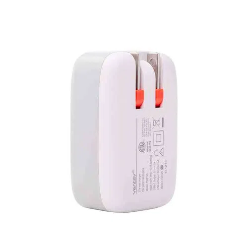 Cargador de pared Ventev doble USB-C y USB-A de 27 W - Blanco