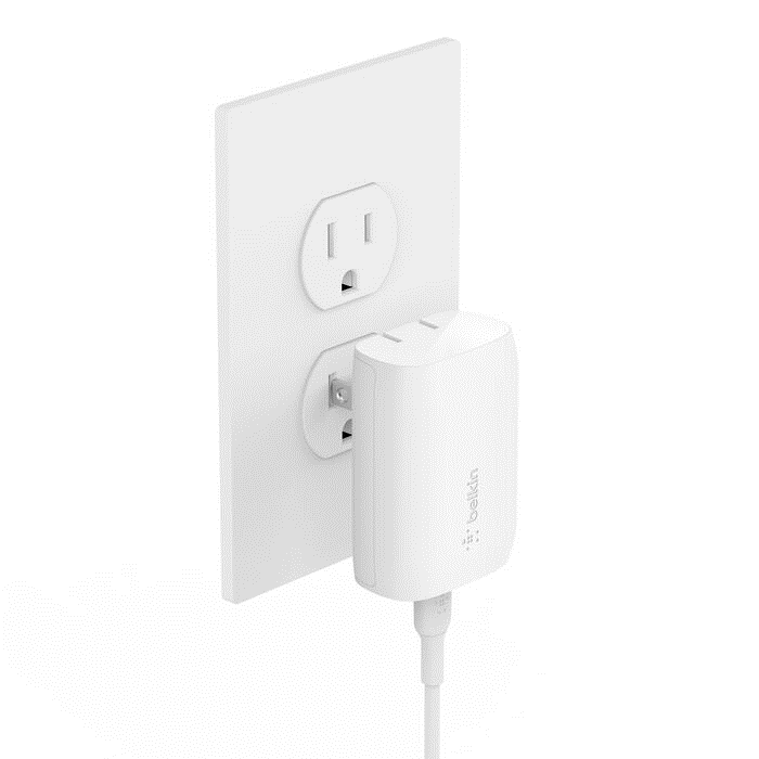 Cargador de pared BELKIN USB-C PD 3.0 PPS de 30 W + cable USB-C a USB-C - Blanco