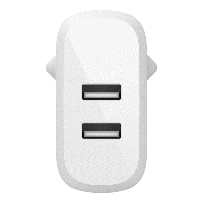 Cargador de pared BELKIN doble USB-A de 24 W + cable Lightning a USB-A - Blanco