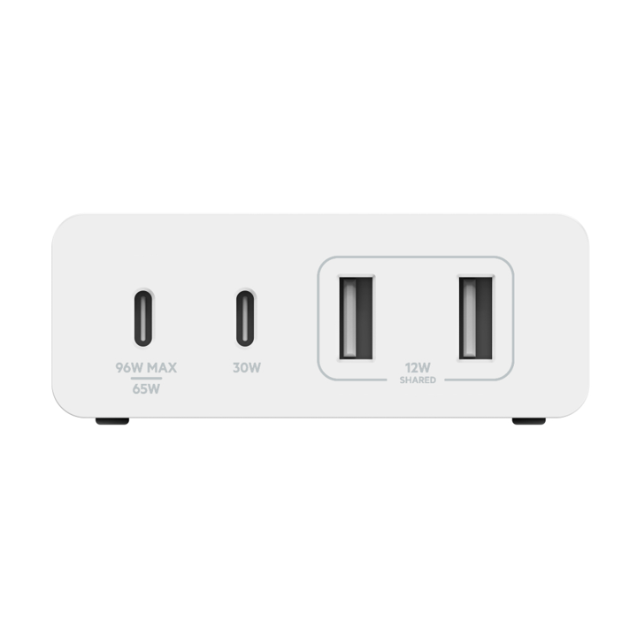 Cargador Belkin 108w - USB-C GAN PD 96w Max / USB-C GAN PD 30w GAN / USB-A 12w x 2 - Blanco