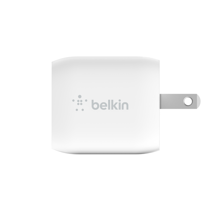 Adaptador de pared BELKIN GaN con doble puerto USB-C y PPS de 45 W - Blanco