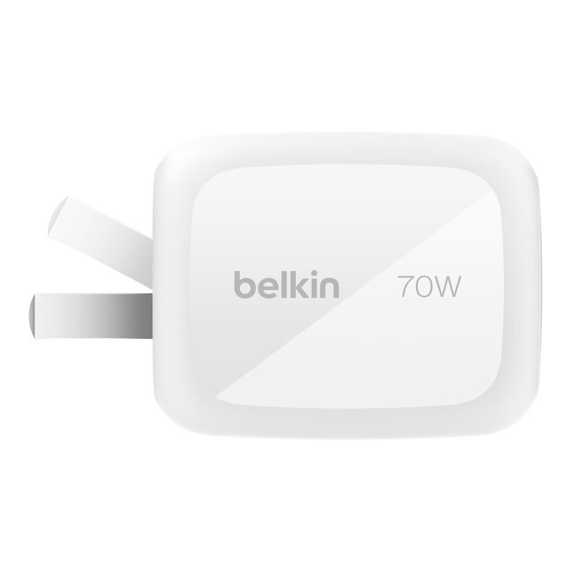 ADAPTADOR BELKIN DE PARED 70W 2 PUERTOS USB-C USB-A WHITE