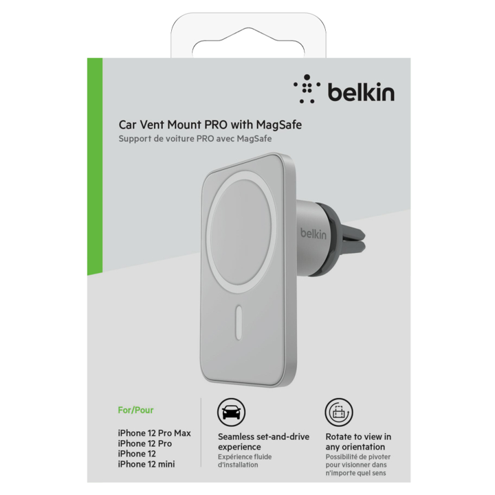 Soporte Para Carro Belkin MagSafe Compatible Para Serie iPhone 12 / 13 / 14 - Gris