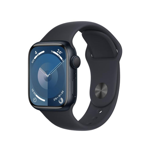 Apple Watch Series 9 GPS • Caja de aluminio color medianoche de 41 mm • Correa deportiva color medianoche - S/M