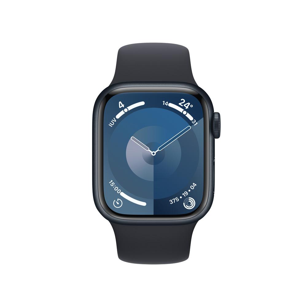 Apple Watch Series 9 GPS • Caja de aluminio color medianoche de 41 mm • Correa deportiva color medianoche - M/L