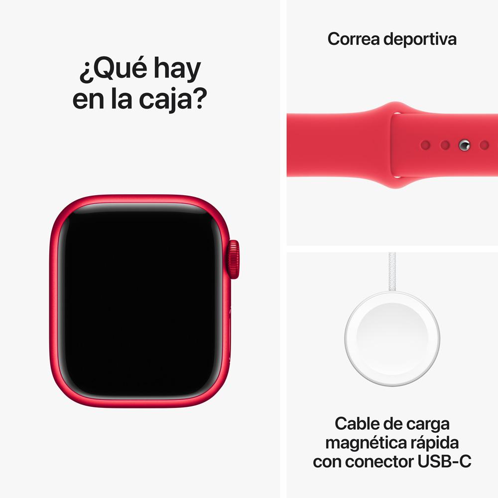 Apple Watch Series 9 GPS • Caja de aluminio (PRODUCT)RED de 41 mm • Correa deportiva (PRODUCT)RED - S/M