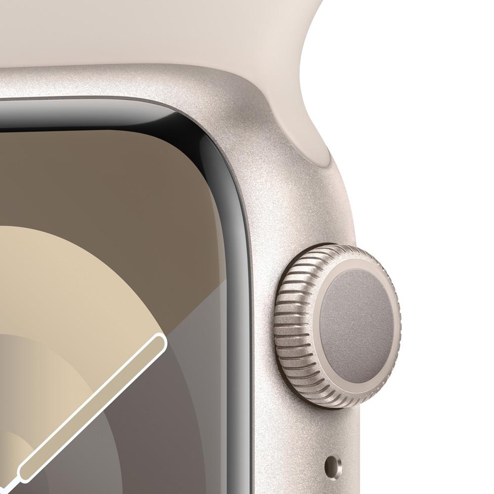 Apple Watch Series 9 GPS • Caja de aluminio blanco estelar de 41 mm • Correa deportiva blanco estelar - M/L