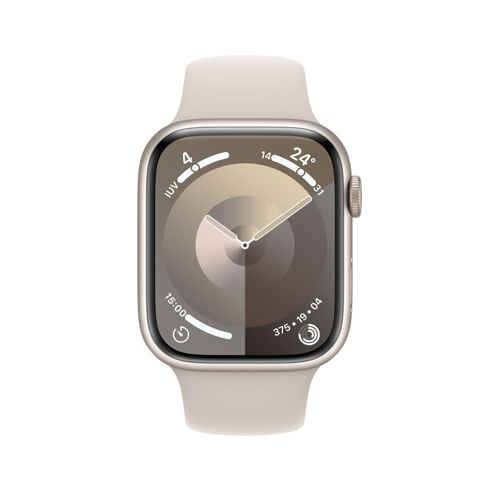 Apple Watch Series 9 GPS • Caja de aluminio blanco estelar de 45 mm • Correa deportiva blanco estelar - M/L