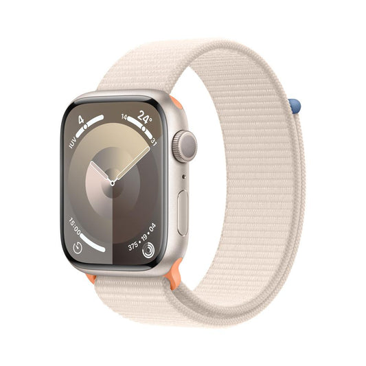 Apple Watch Series 9 GPS • Caja de aluminio blanco estelar de 45 mm • Correa loop deportiva blanco estelar