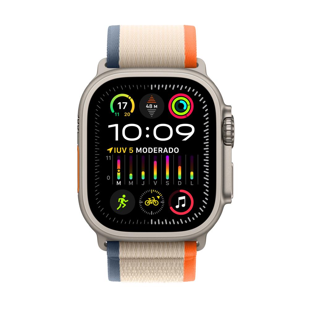 Apple Watch Ultra 2 GPS + Cellular • Caja de titanio de 49 mm • Correa Trail naranja/beige - M/L