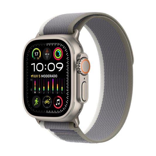 Apple Watch Ultra 2 GPS + Cellular • Caja de titanio de 49 mm • Correa Trail verde/gris - M/L