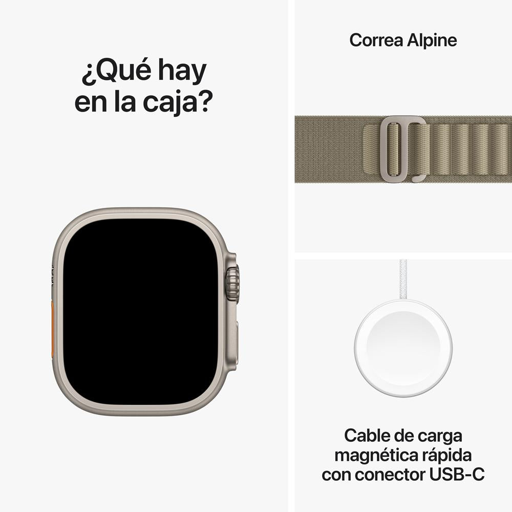 Apple Watch Ultra 2 GPS + Cellular • Caja de titanio de 49 mm • Correa Alpine verde oliva - M