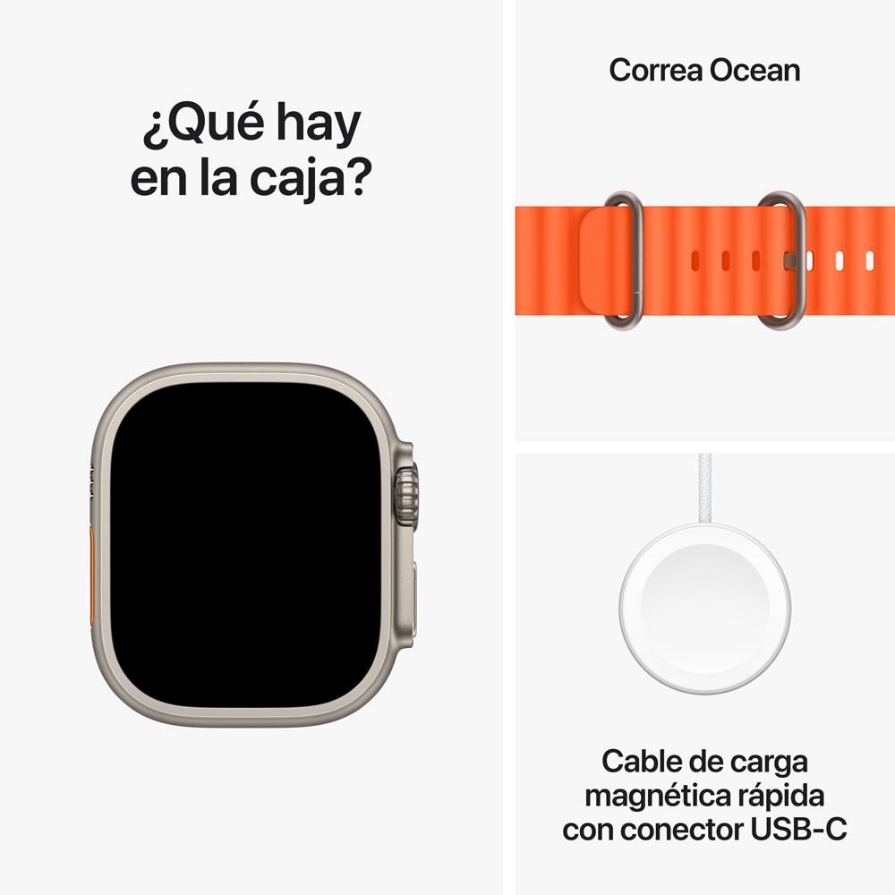 Apple Watch Ultra 2 GPS + Cellular • Caja de titanio de 49 mm • Correa Ocean naranja