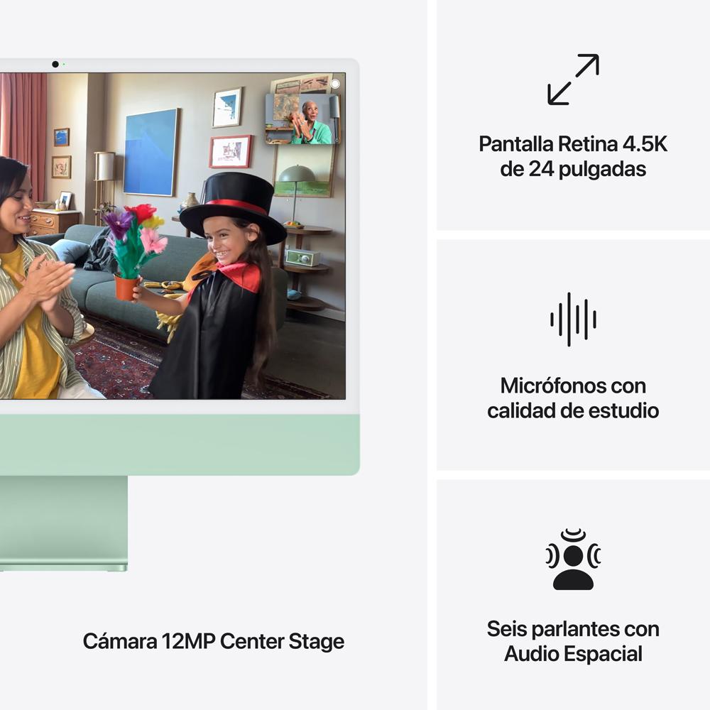 iMac con pantalla Retina 4,5K de 24 pulgadas: Chip M4 de Apple con CPU de 8 núcleos y GPU de 8 núcleos, 256 GB SSD - Verde