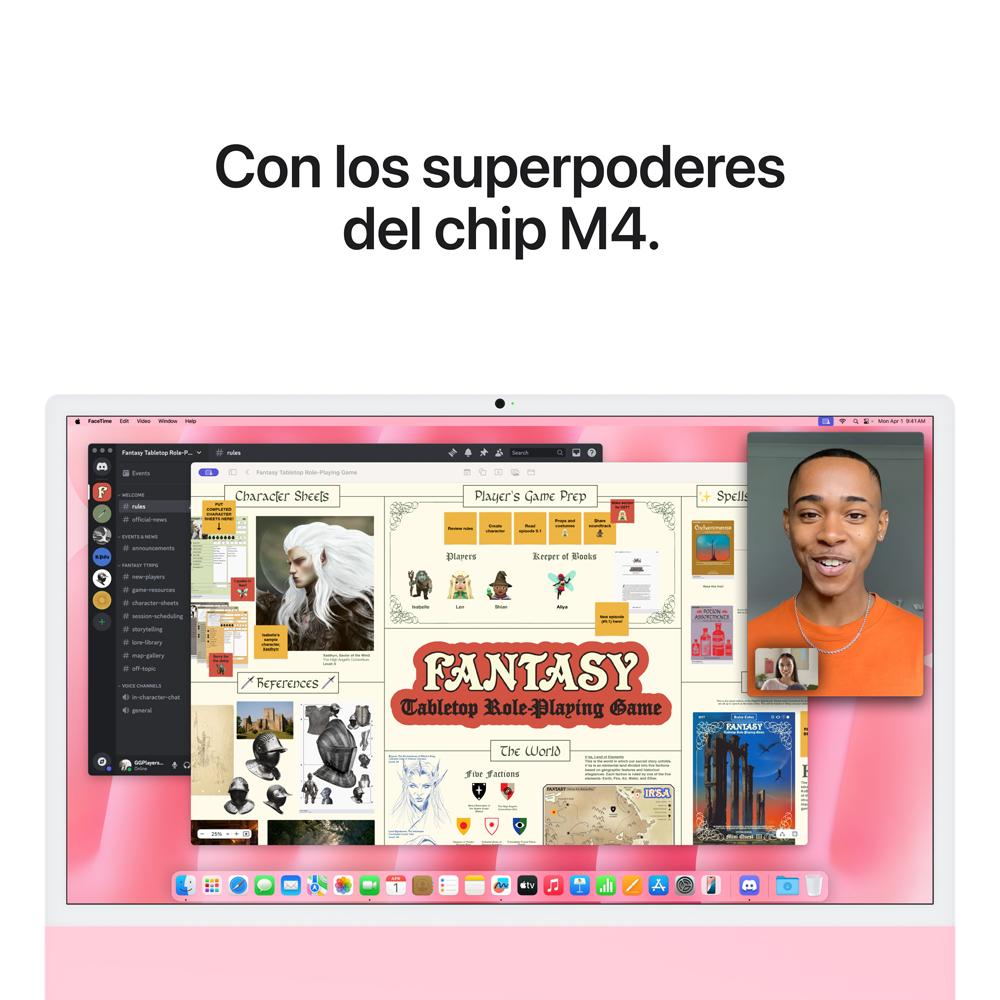 iMac con pantalla Retina 4,5K de 24 pulgadas: Chip M4 de Apple con CPU de 8 núcleos y GPU de 8 núcleos, 256 GB SSD - Rosa