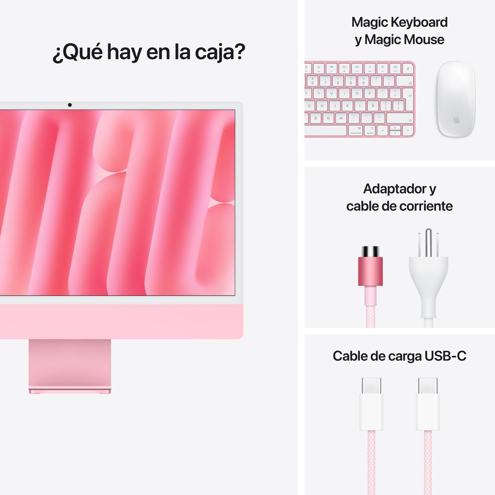 iMac con pantalla Retina 4,5K de 24 pulgadas: Chip M4 de Apple con CPU de 8 núcleos y GPU de 8 núcleos, 256 GB SSD - Rosa