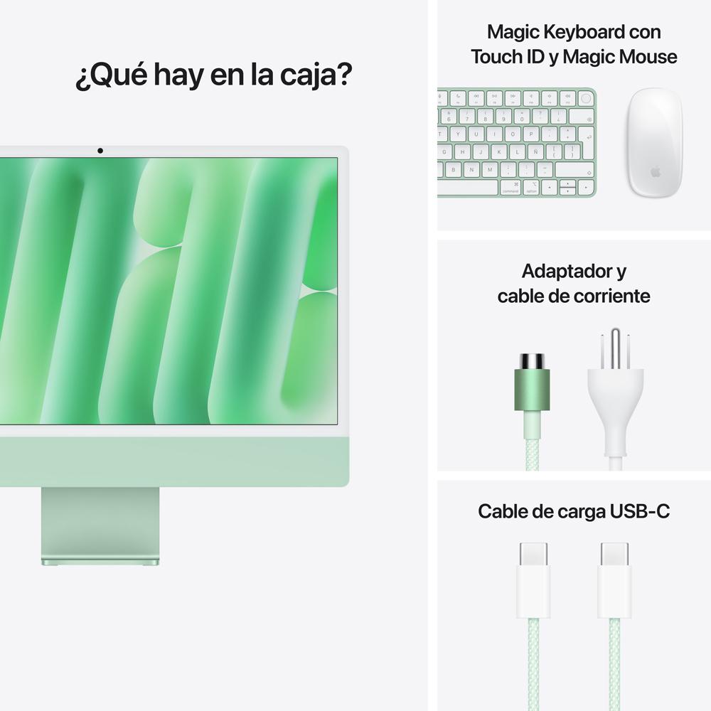 iMac con pantalla Retina 4,5K de 24 pulgadas: Chip M4 de Apple con CPU de 10 núcleos y GPU de 10 núcleos, 256 GB SSD - Verde