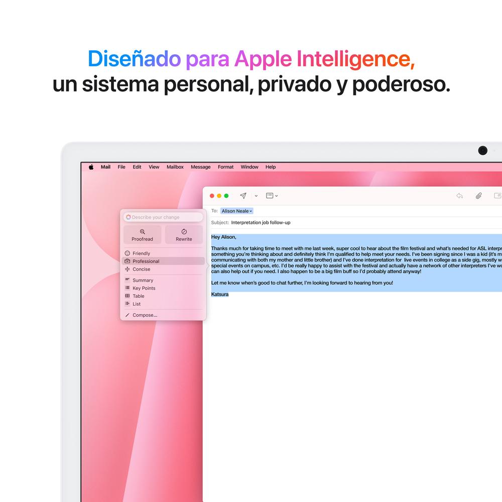 iMac con pantalla Retina 4,5K de 24 pulgadas: Chip M4 de Apple con CPU de 10 núcleos y GPU de 10 núcleos, 512 GB SSD - Rosa