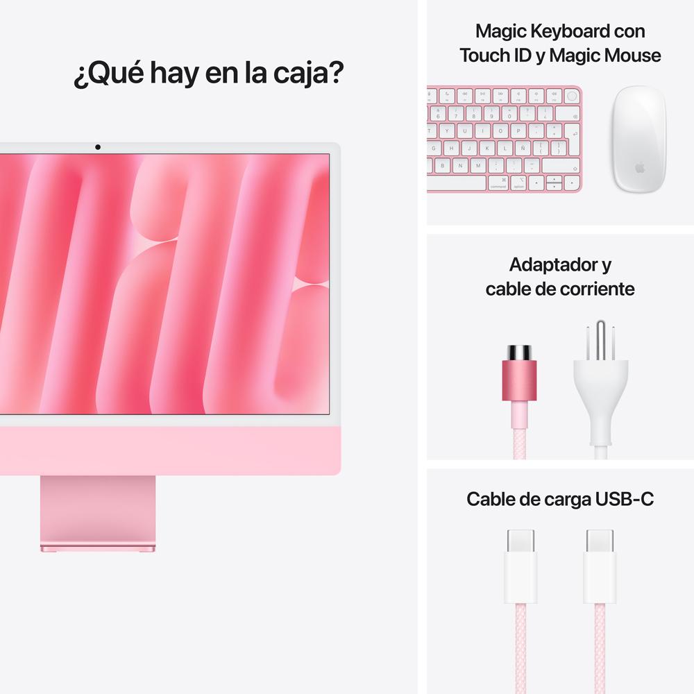 iMac con pantalla Retina 4,5K de 24 pulgadas: Chip M4 de Apple con CPU de 10 núcleos y GPU de 10 núcleos, 256 GB SSD - Rosa