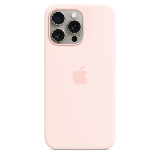 Funda de silicón con MagSafe para el iPhone 15 Pro Max - Rosa claro