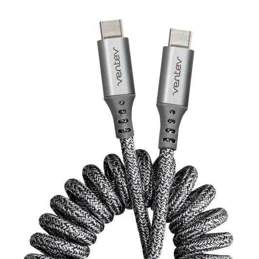 ventev - chargesync helix coiled usb c to usb type c cable 3ft -