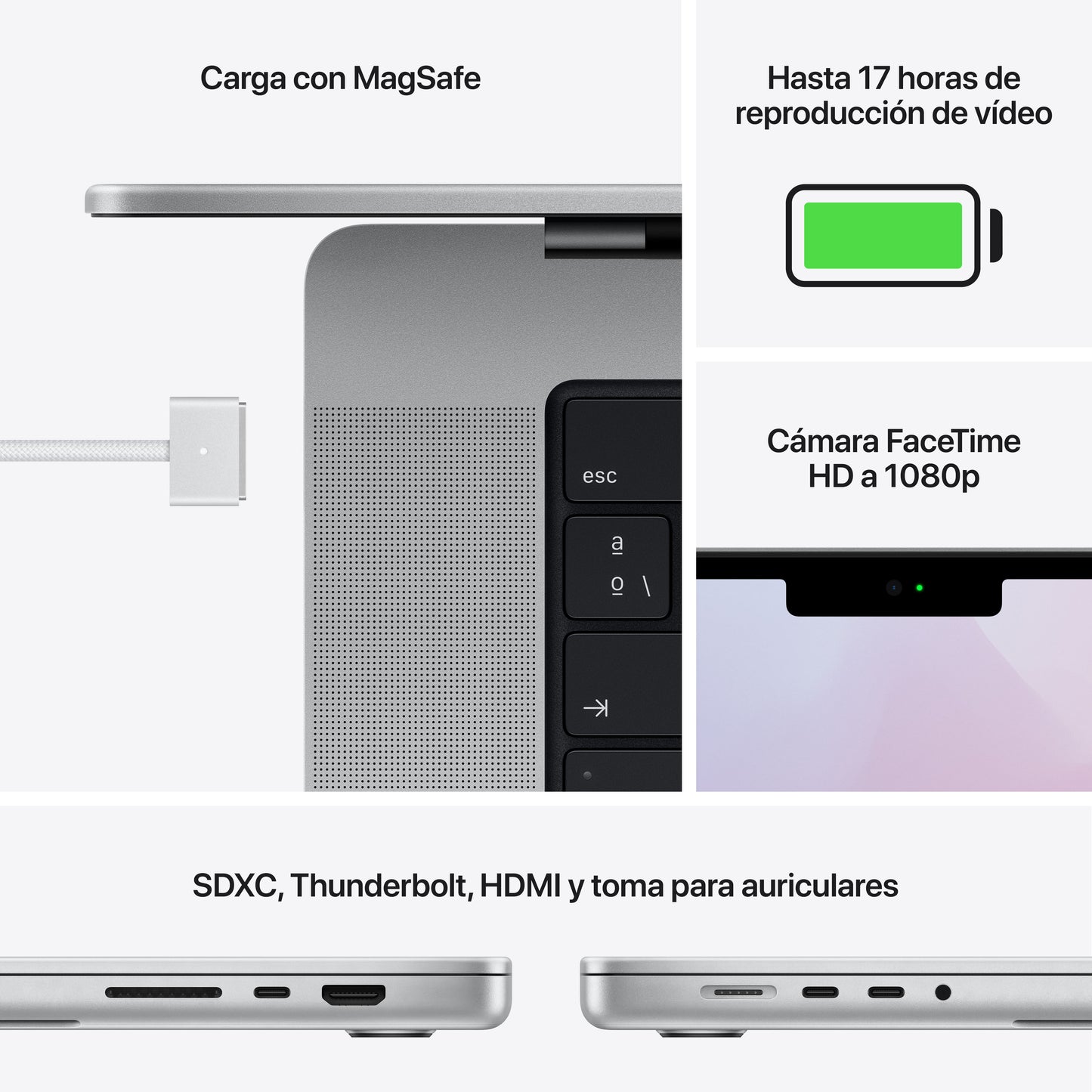 MacBook Pro de 14 pulgadas Chip M1 Pro de Apple con CPU de diez núcleos y GPU de dieciséis núcleos