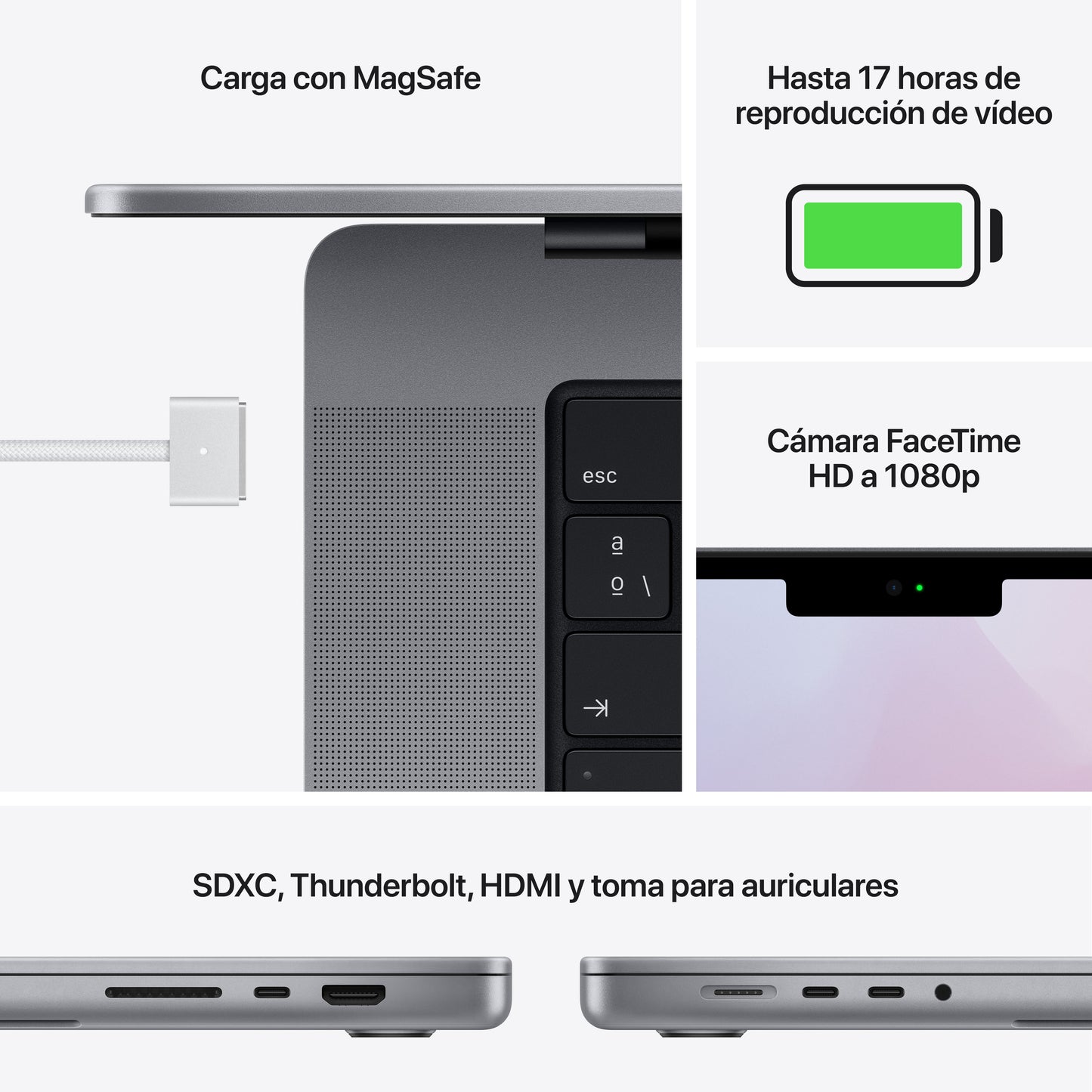 MacBook Pro de 14 pulgadas Chip M1 Pro de Apple con CPU de diez núcleos y GPU de dieciséis núcleos