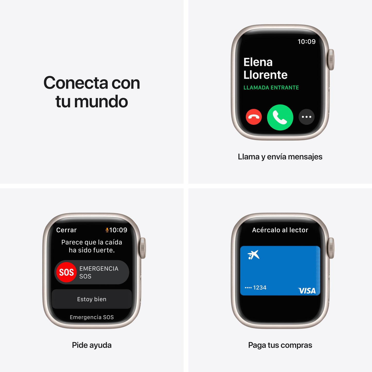 Apple Watch Series 7 (GPS) - Caja de aluminio en blanco estrella de 41 mm - Correa deportiva blanco estrella - Talla única