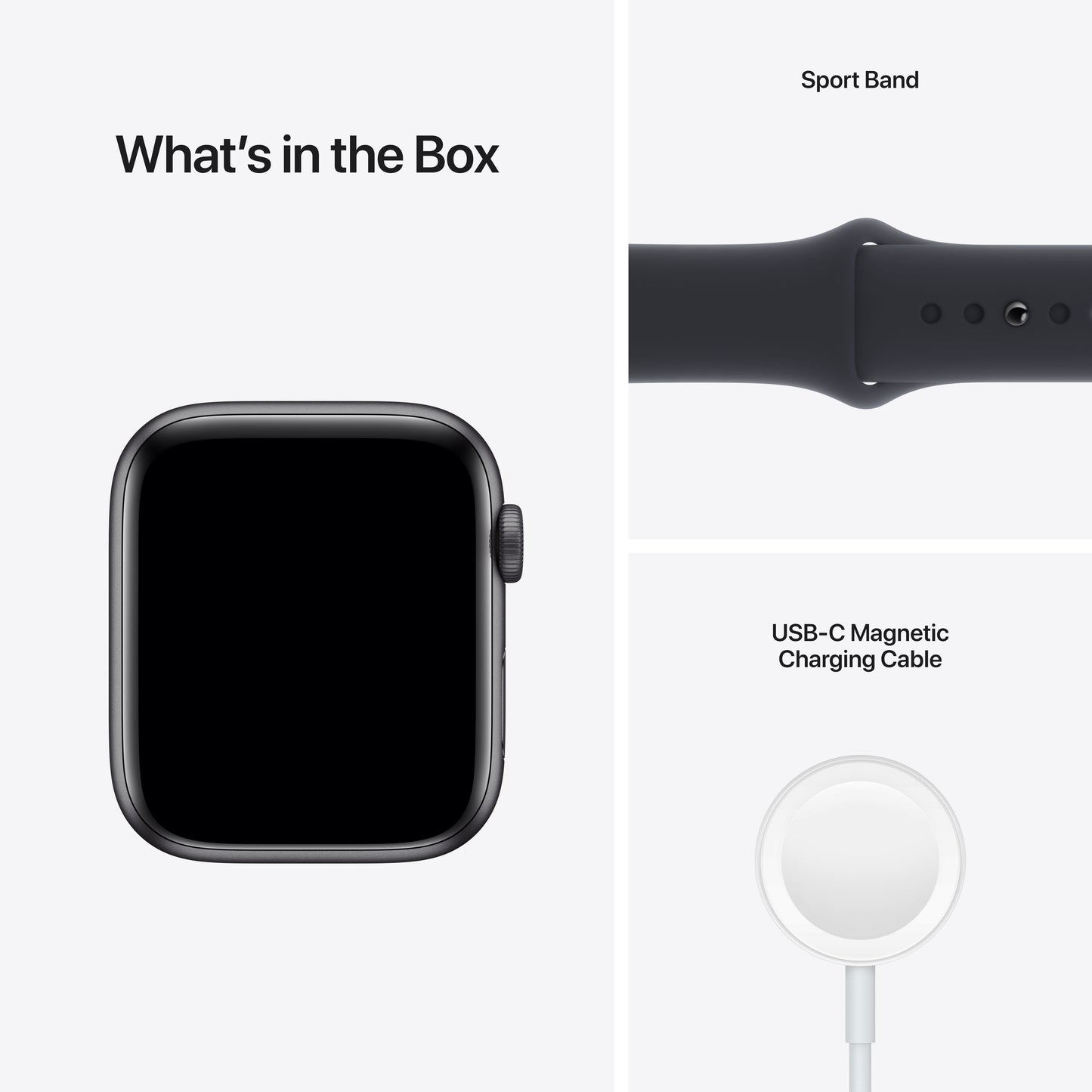 Apple Watch SE (GPS) - Caja de aluminio en gris espacial de 44 mm - Correa deportiva en color medianoche - Talla única