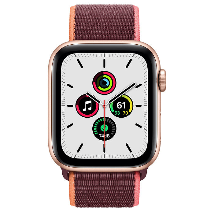 Apple Watch SE (GPS + Cellular) - Caja de aluminio en oro de 44 mm - Correa Loop deportiva en color ciruela