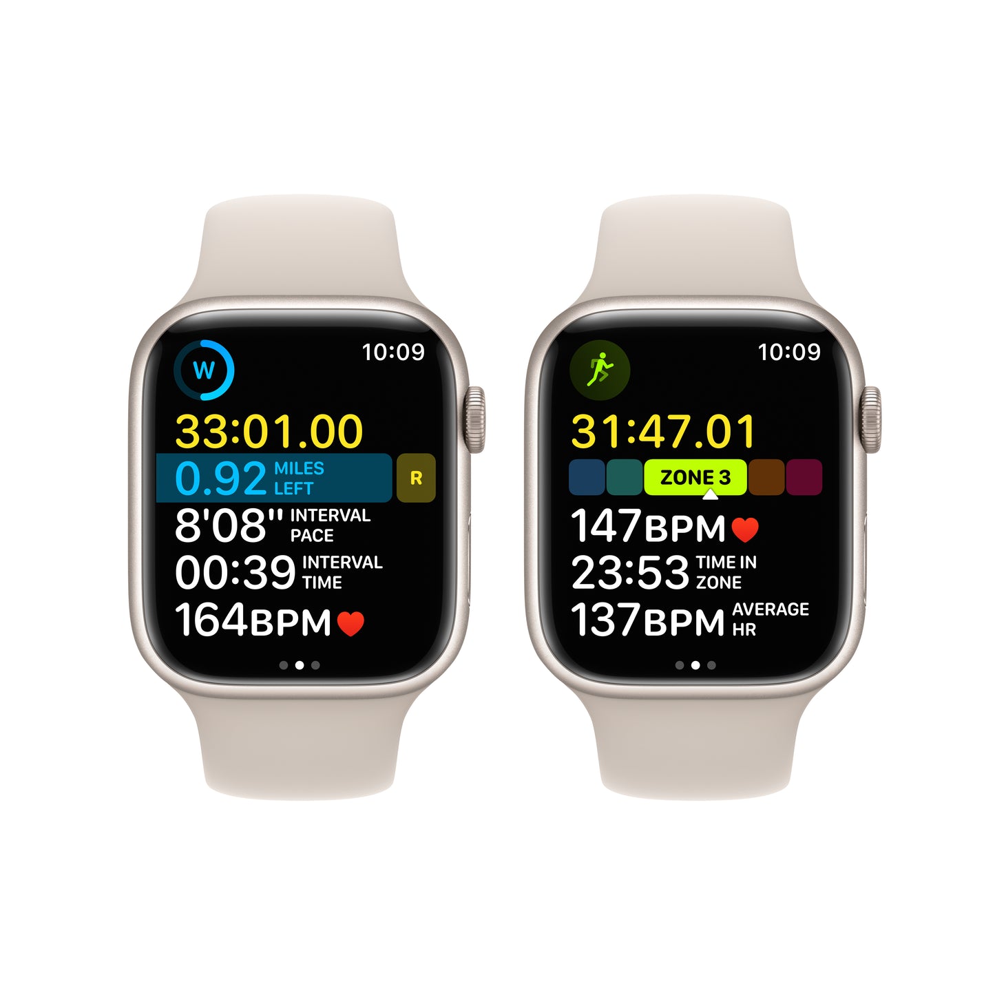 Apple Watch Series 8 (GPS) - Caja de aluminio en blanco estrella de 45 mm - Correa deportiva blanco estrella - Talla única