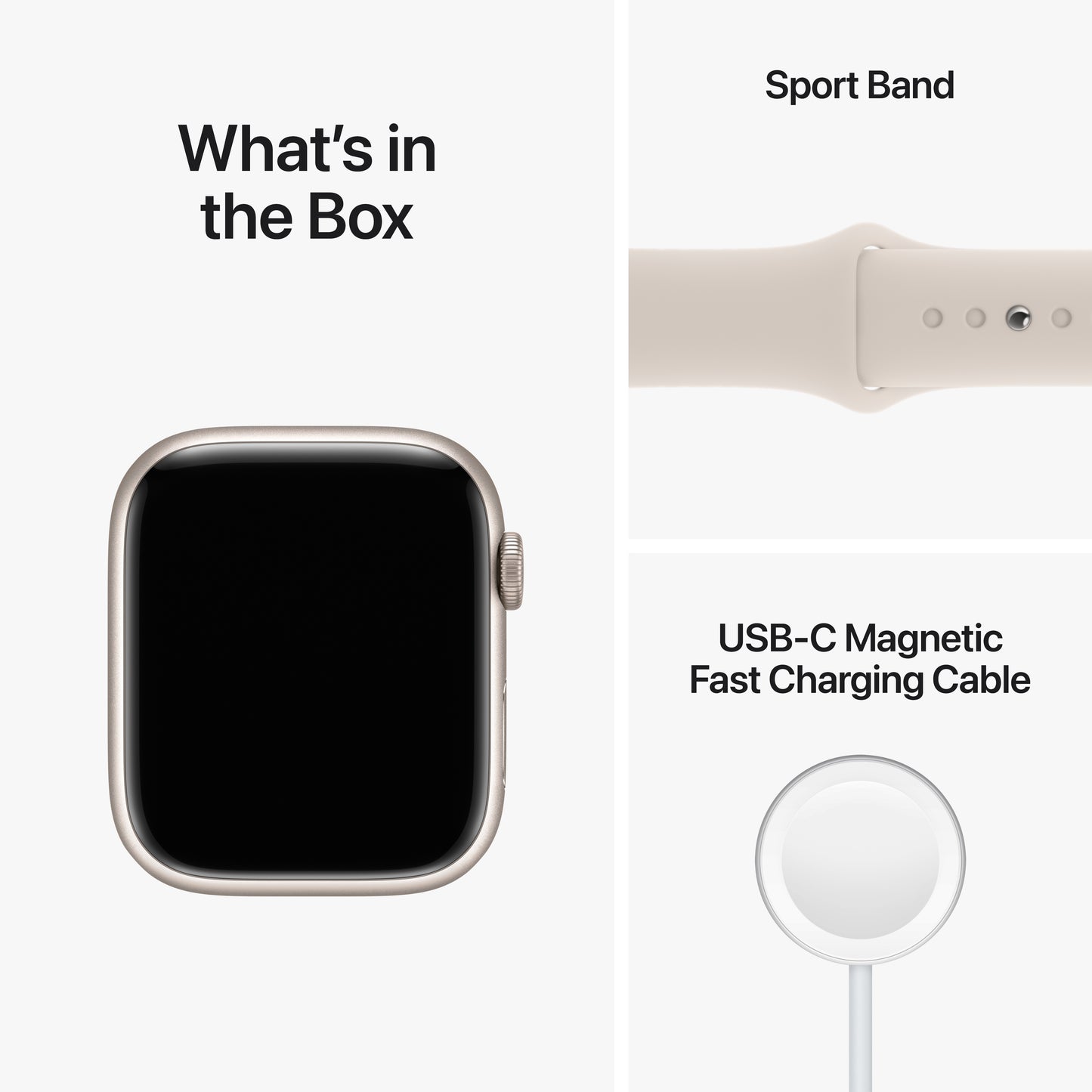 Apple Watch Series 8 (GPS) - Caja de aluminio en blanco estrella de 45 mm - Correa deportiva blanco estrella - Talla única