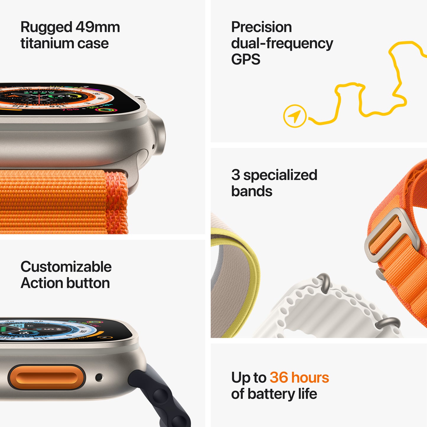Apple Watch Ultra (GPS + Cellular) - Caja de titanio de 49 mm - Correa Loop Alpine naranja - Talla S