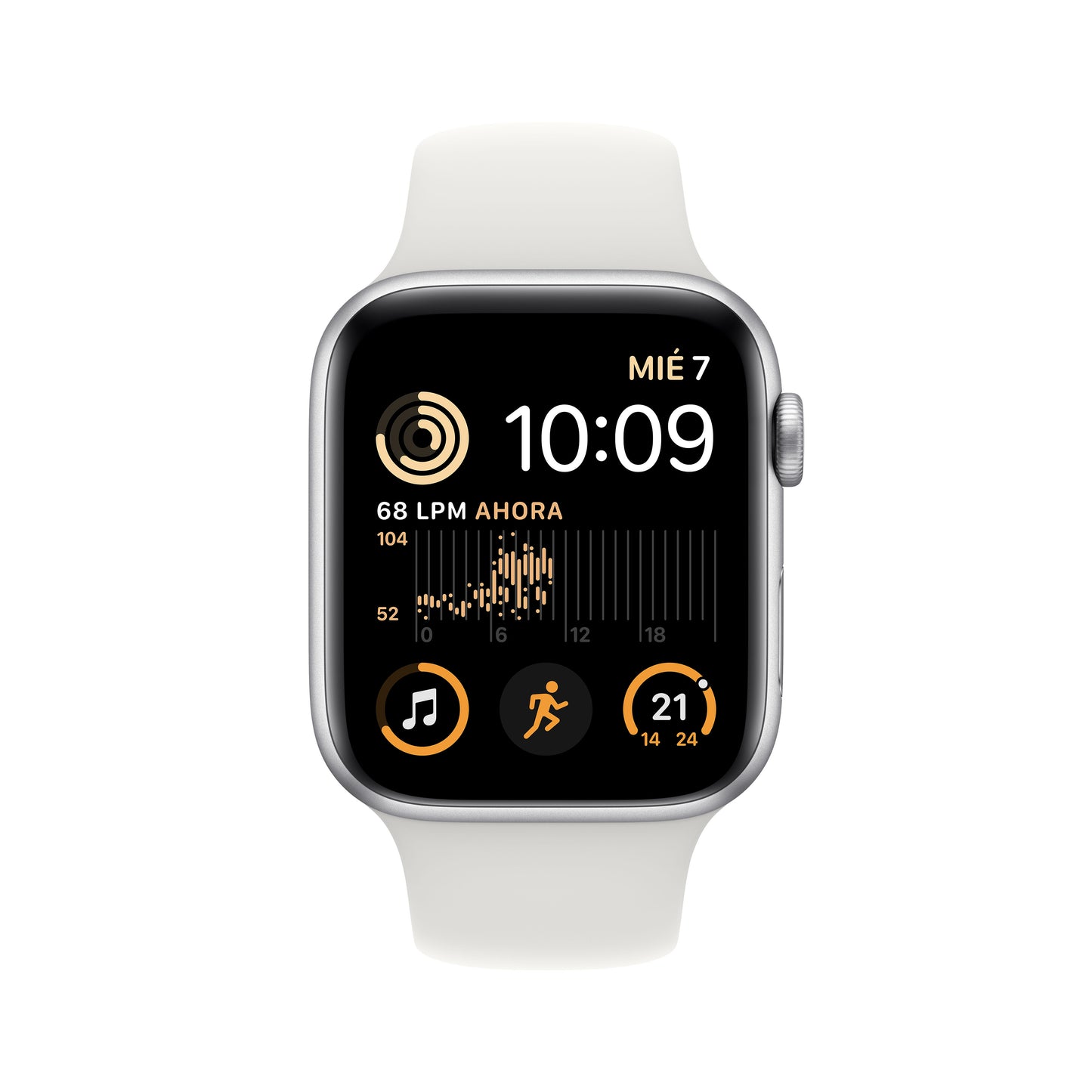 Apple Watch SE (GPS) - Caja de aluminio en plata de 44 mm - Correa deportiva blanca - Talla única