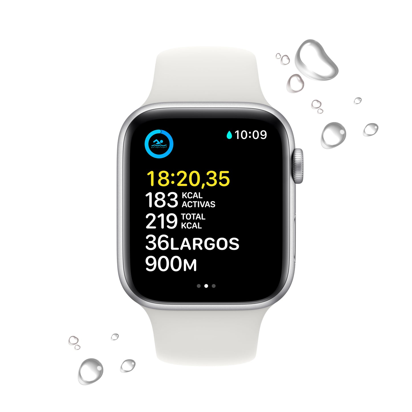 Apple Watch SE (GPS) - Caja de aluminio en plata de 44 mm - Correa deportiva blanca - Talla única