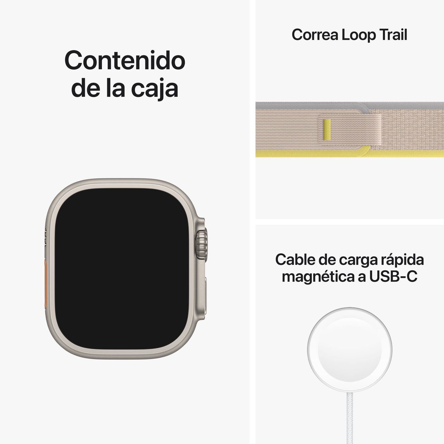 Apple Watch Ultra (GPS + Cellular) - Caja de titanio de 49 mm - Correa Loop Trail amarilla/beis - Talla M/L