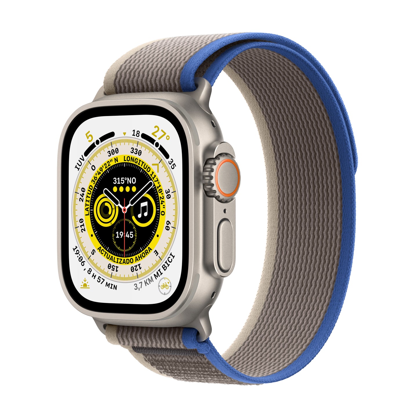 Apple Watch Ultra (GPS + Cellular) - Caja de titanio de 49 mm - Correa Loop Trail azul/gris - Talla M/L