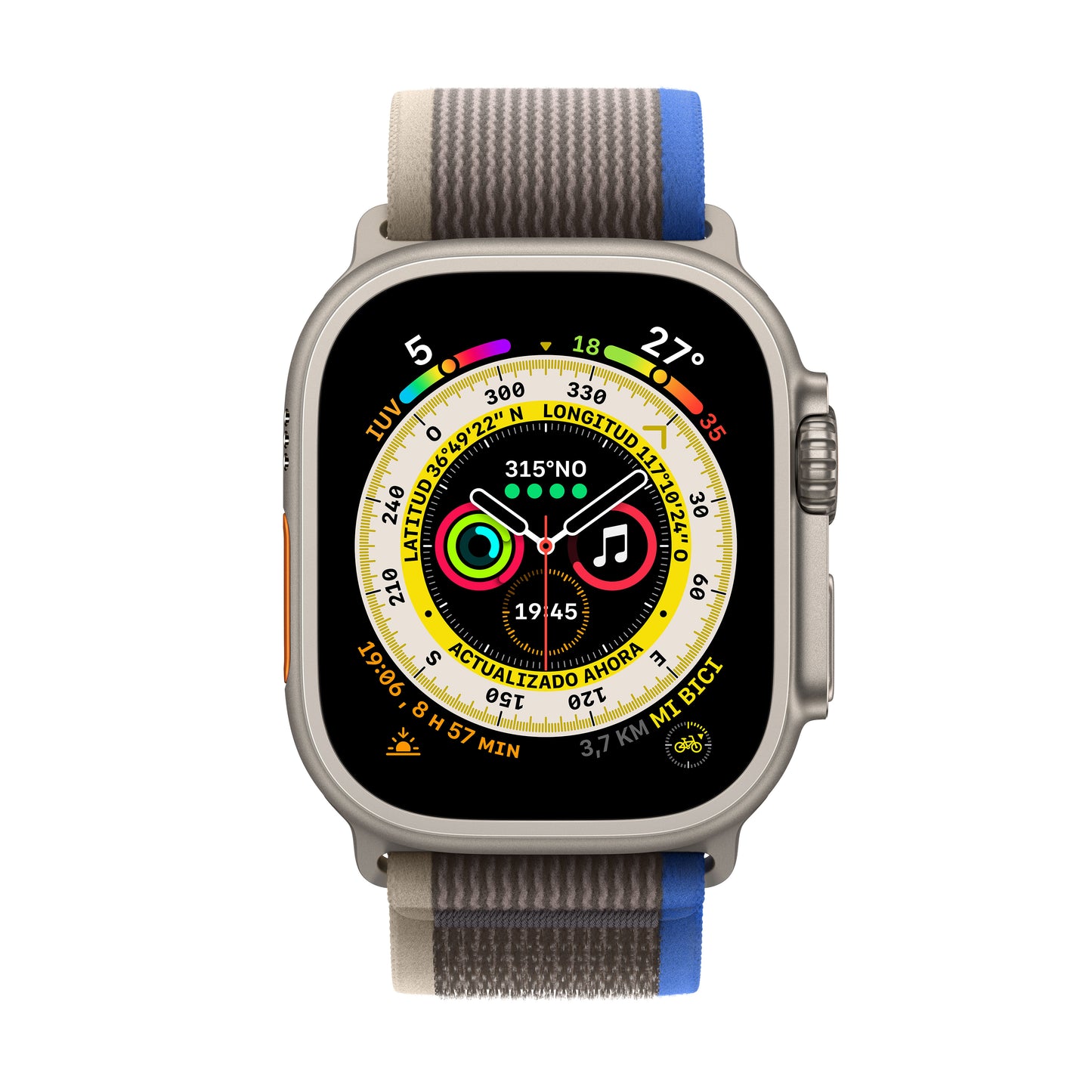 Apple Watch Ultra (GPS + Cellular) - Caja de titanio de 49 mm - Correa Loop Trail azul/gris - Talla S/M