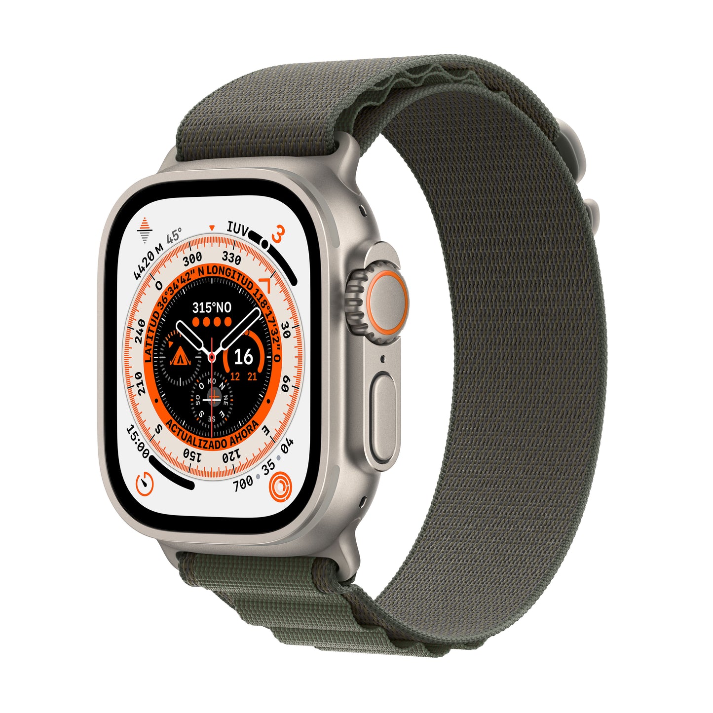 Apple Watch Ultra (GPS + Cellular) - Caja de titanio de 49 mm - Correa Loop Alpine verde - Talla M