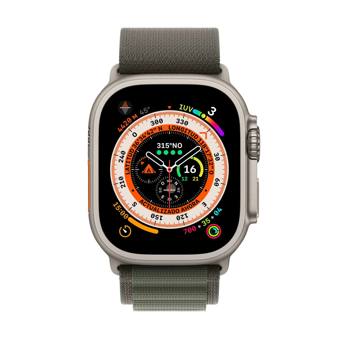 Apple Watch Ultra (GPS + Cellular) - Caja de titanio de 49 mm - Correa Loop Alpine verde - Talla S