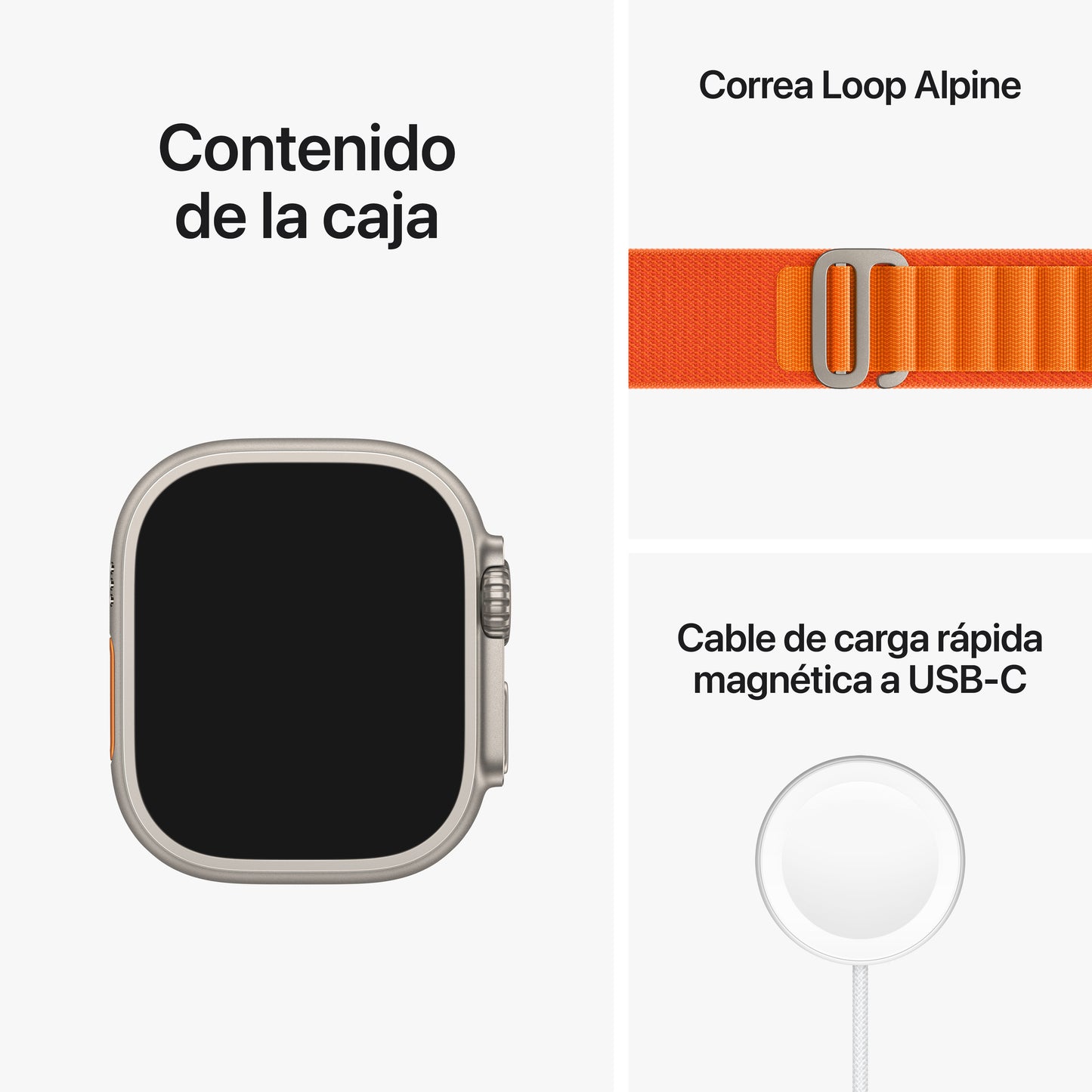 Apple Watch Ultra (GPS + Cellular) - Caja de titanio de 49 mm - Correa Loop Alpine naranja - Talla M