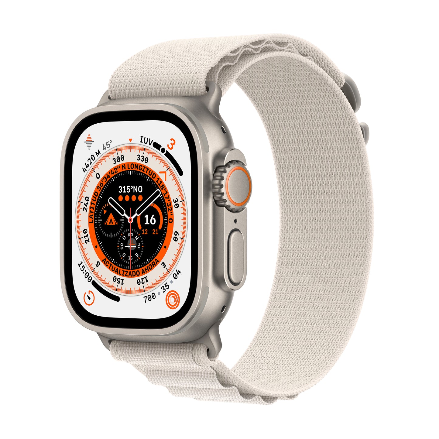 Apple Watch Ultra (GPS + Cellular) - Caja de titanio de 49 mm - Correa Loop Alpine blanco estrella - Talla S