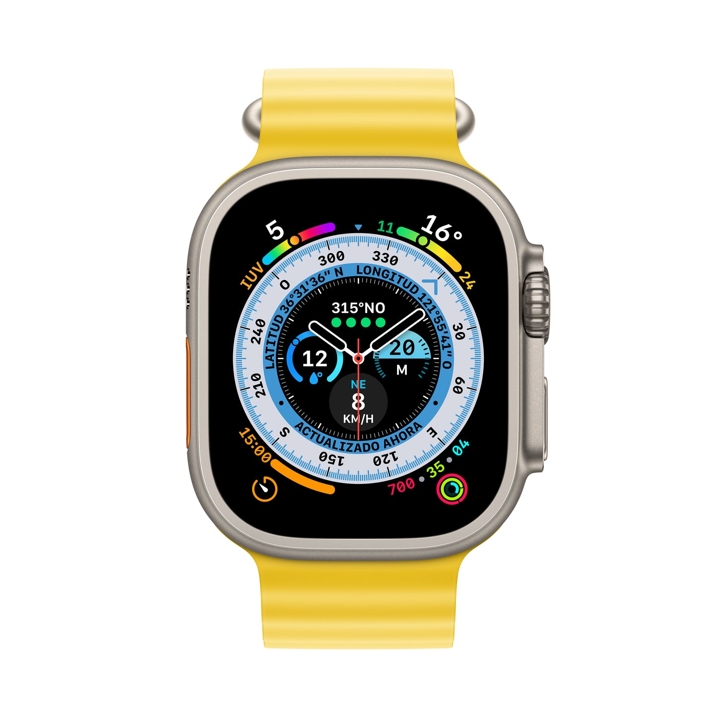 Apple Watch Ultra (GPS + Cellular) - Caja de titanio de 49 mm - Correa Ocean amarilla - Talla M/L