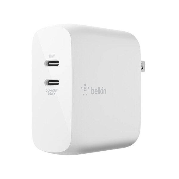 Cargador Belkin 68w - USB-C GAN PD 50w / USB-C GAN PD 18w - Blanco