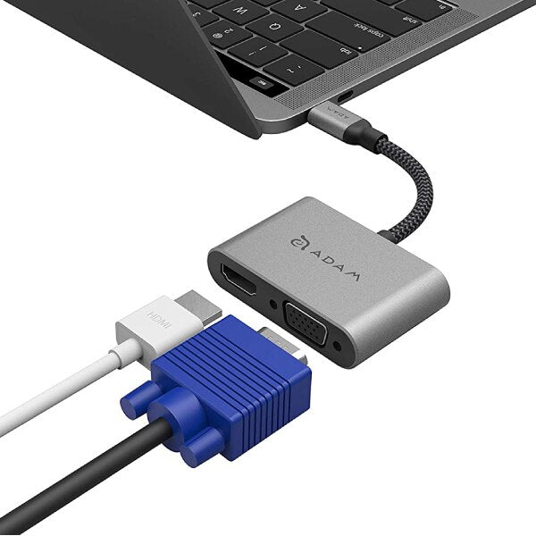 Multipuerto USB-C VGA / HDMI 4K VH1 Gris